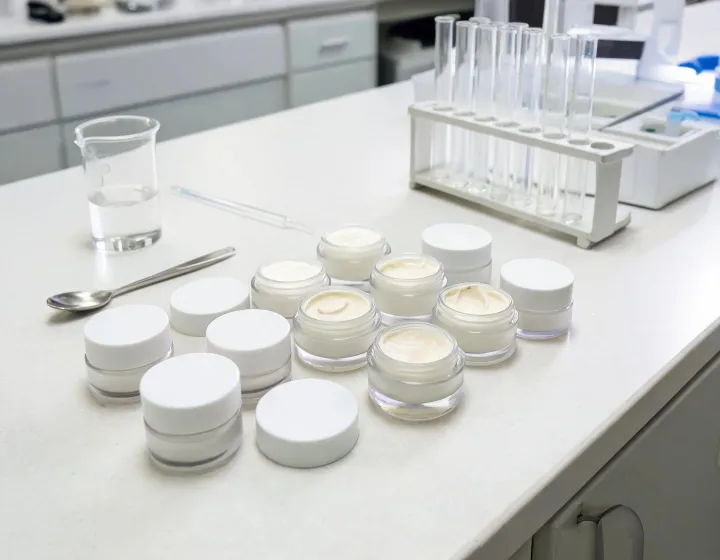 Eye Cream Sourcing on a cosmetics bench, illustration only