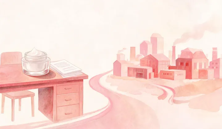 Illustration of a written eye cream sourcing route, not a street map
