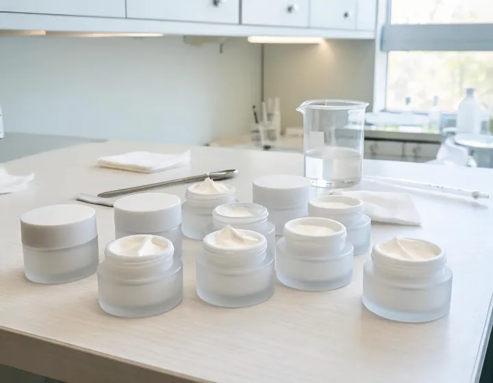 eye cream for sensitive skin on a cosmetics bench, illustration only