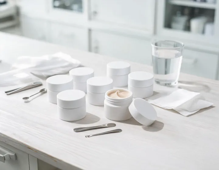 elire eye cream on a cosmetics bench, illustration only